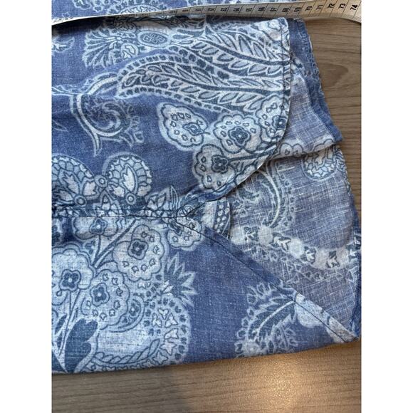 Lauren Ralph Lauren Top Linen 3/4 Sleeve Floral Boho Cottage Coastal Blue 1X - Picture 10 of 13